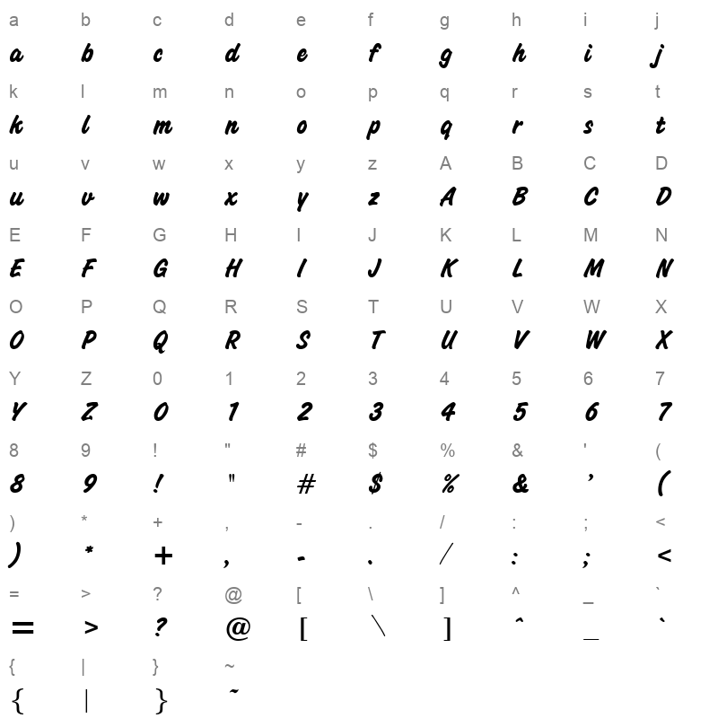 bellamy bold Character Map
