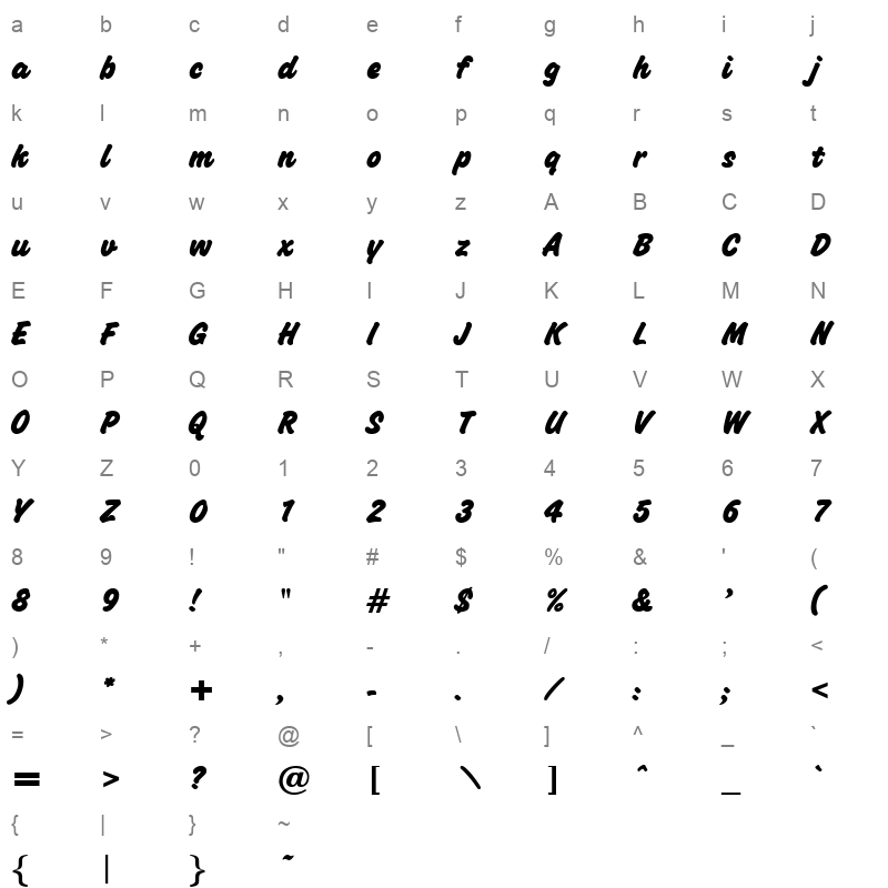 bellamy extra bold Character Map