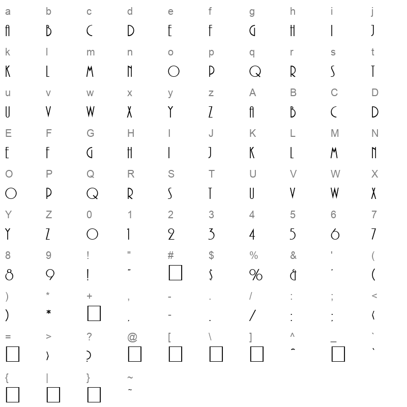 bellevue Character Map