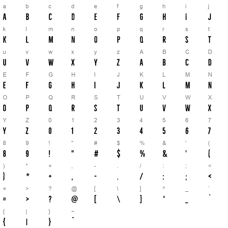 bellfort draw regular Character Map