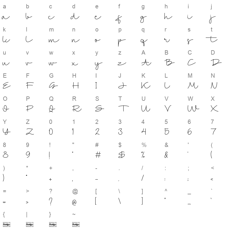 BellottiFont Character Map