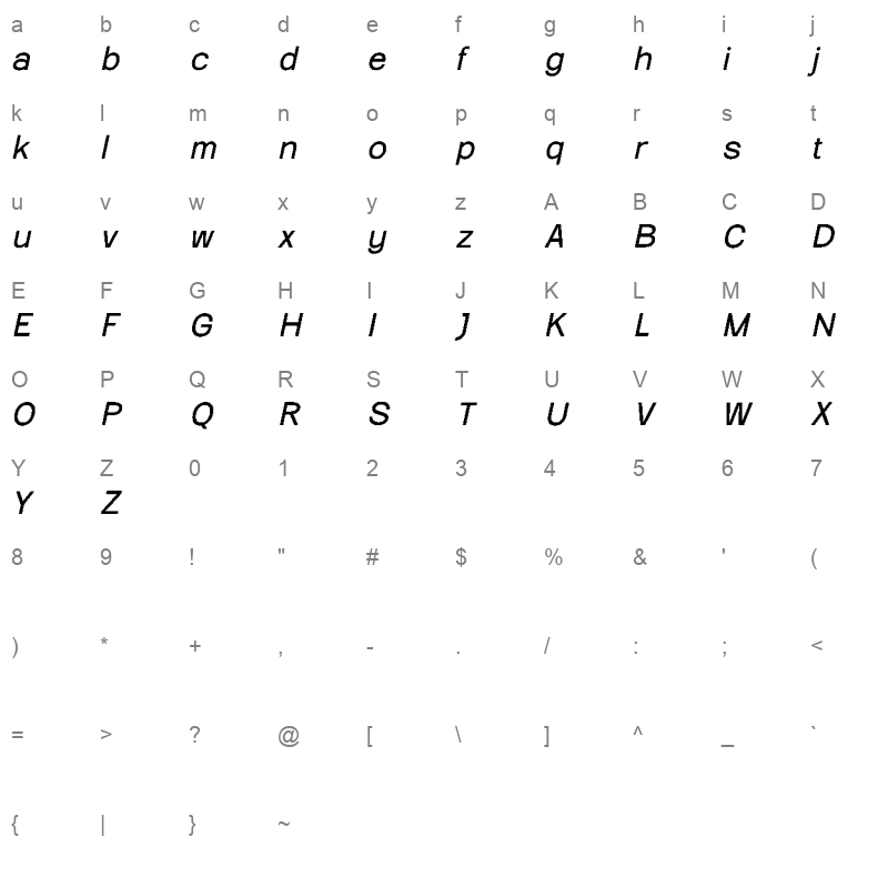 belmein pixel demo Character Map