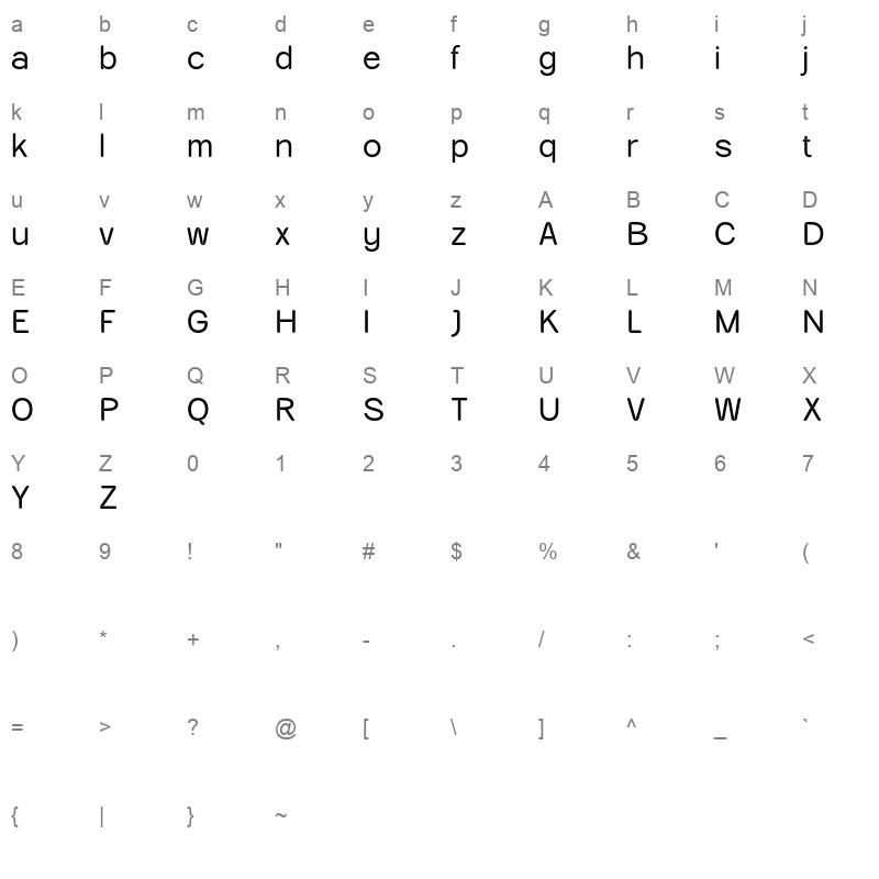 belmein rounded demo Character Map