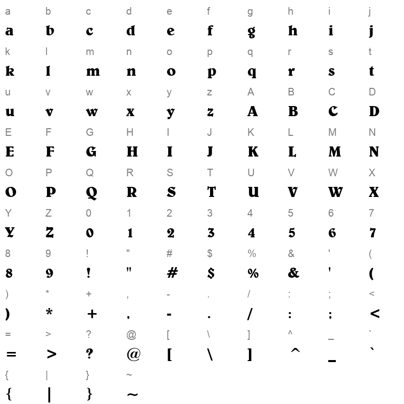 belwe bt bold Character Map