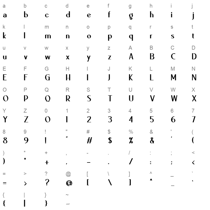 ben extra bold Character Map