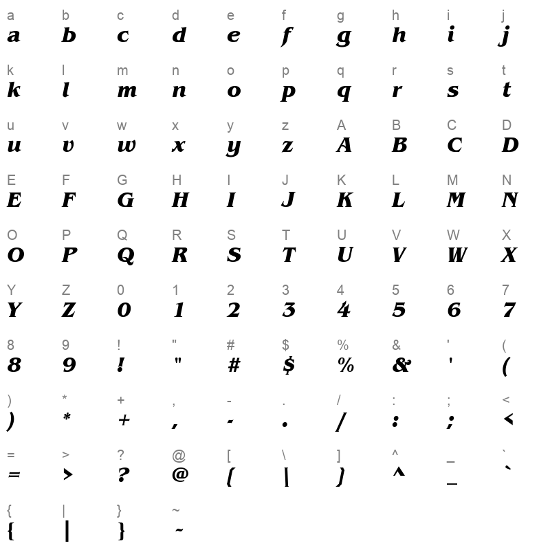 benguiat std bold italic Character Map