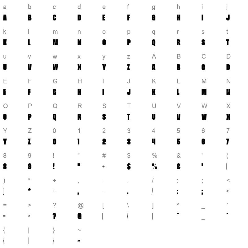 beni black Character Map