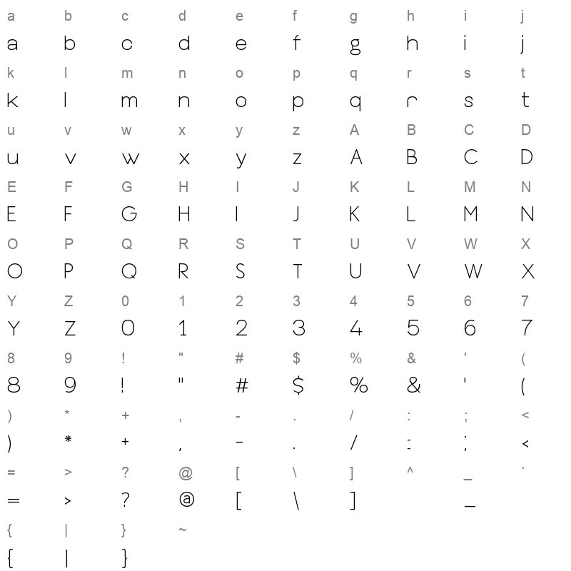 bennett regular Character Map