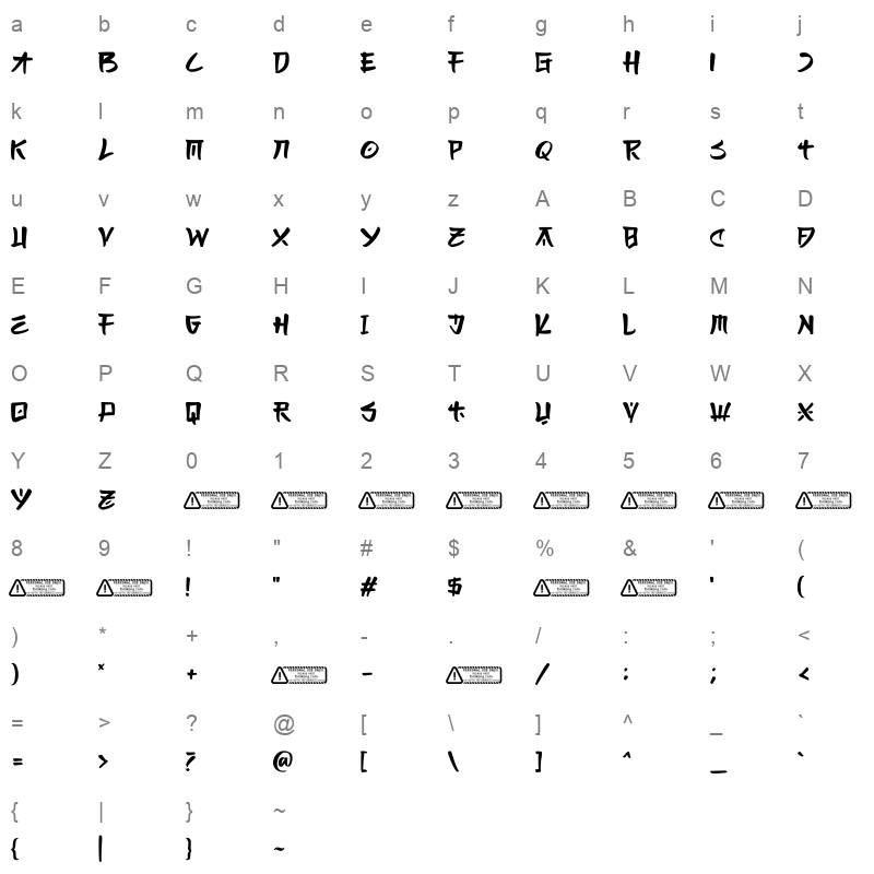 Bento Character Map