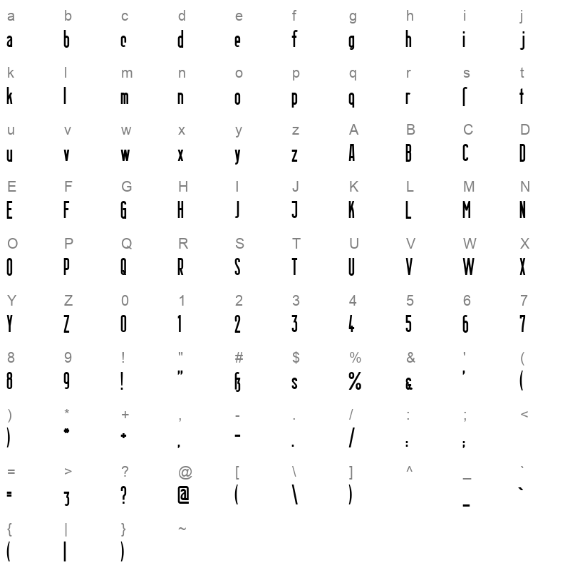 berlin email bold Character Map