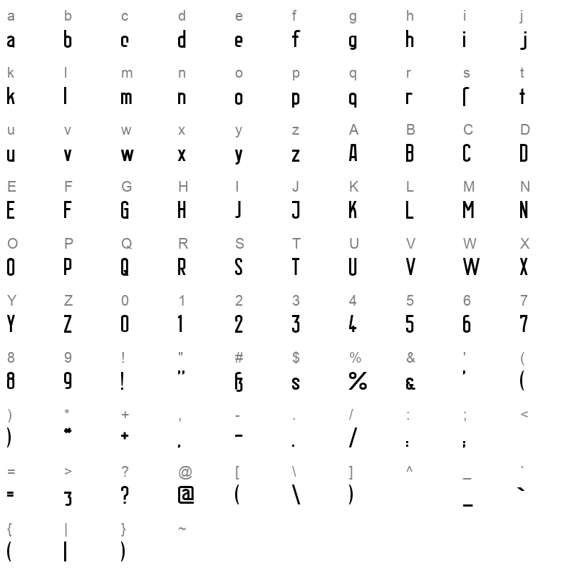 berlin email wide semibold Character Map