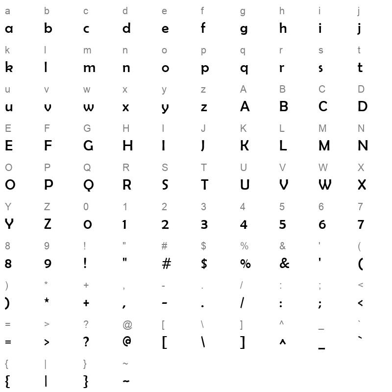 berlin sans fb regular Character Map