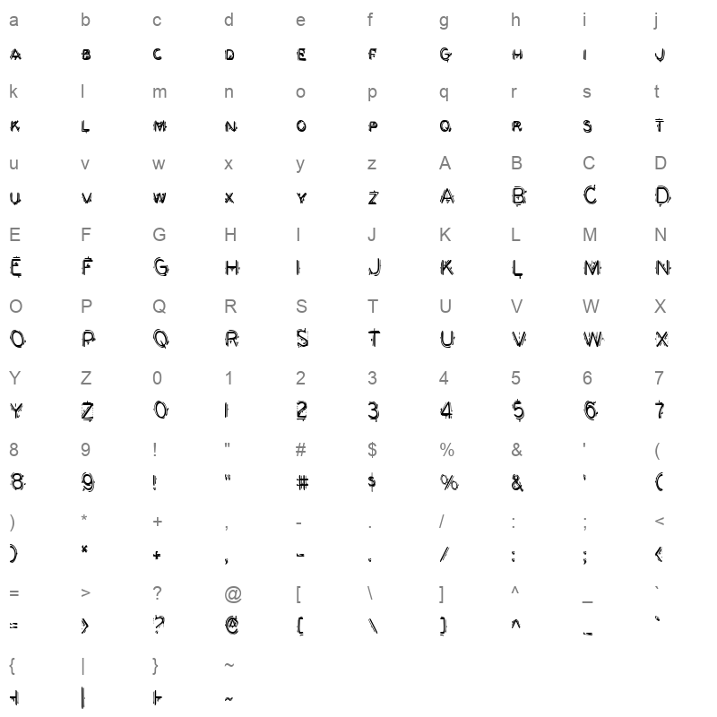 berserker condensed Character Map