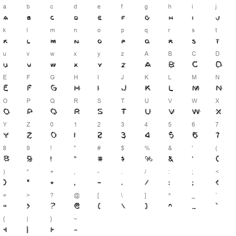berserker regular Character Map