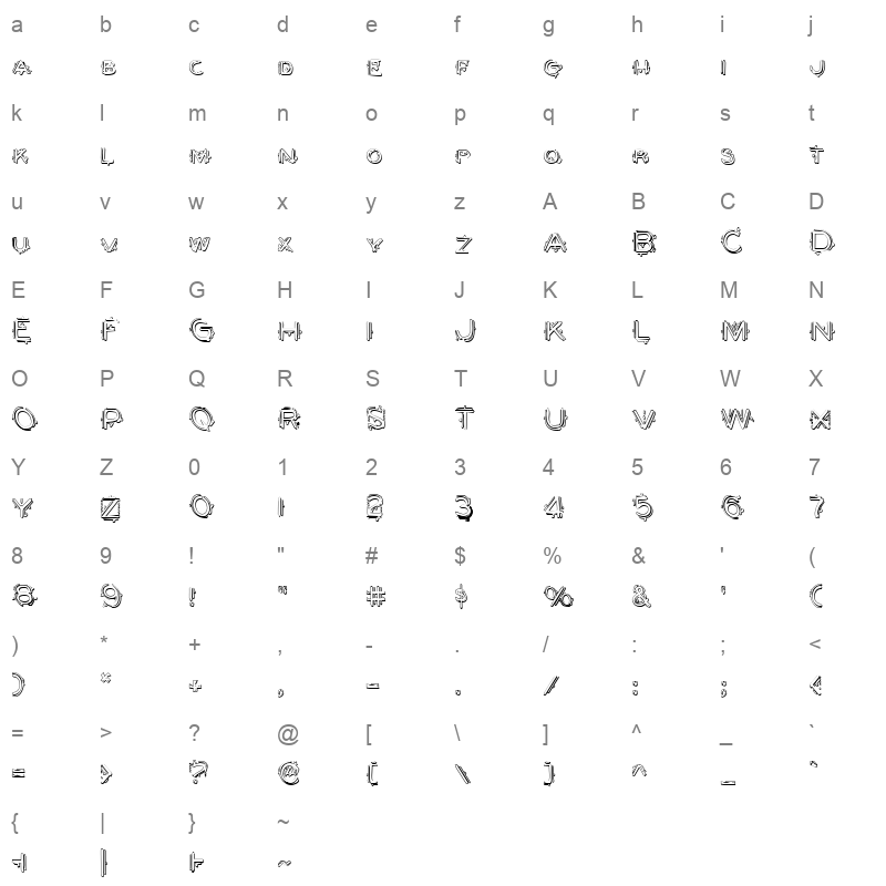 berserker shadow regular Character Map
