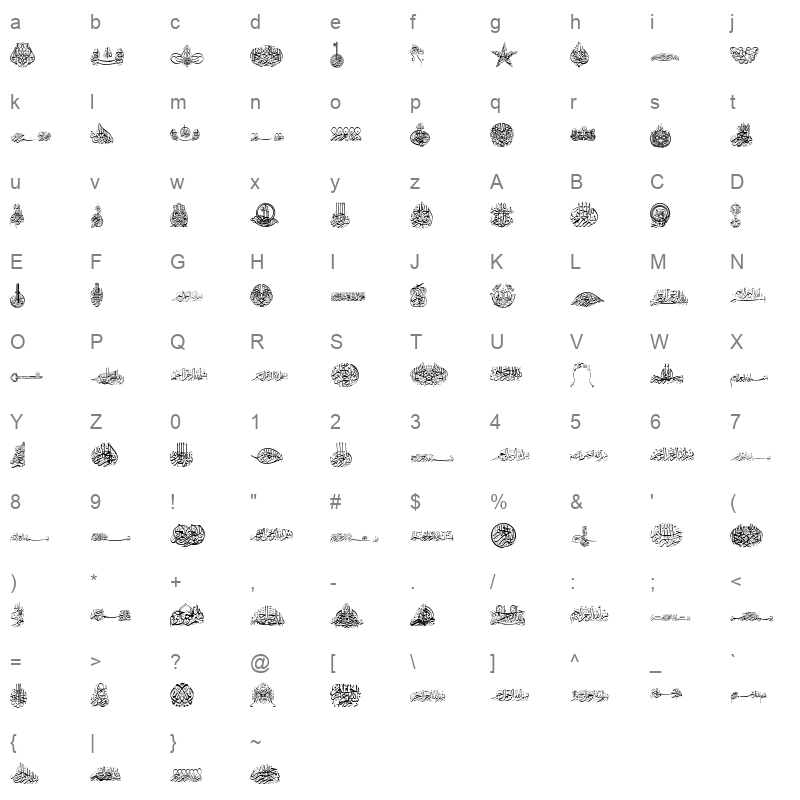 Besmellah 2 Character Map