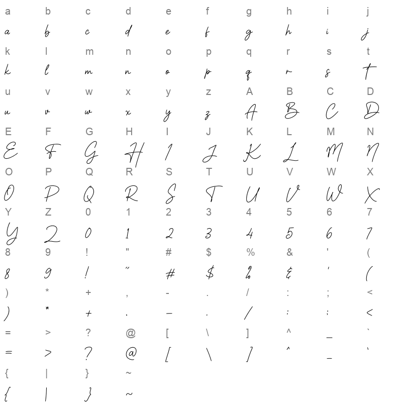 Best Friend WOFF2 Character Map