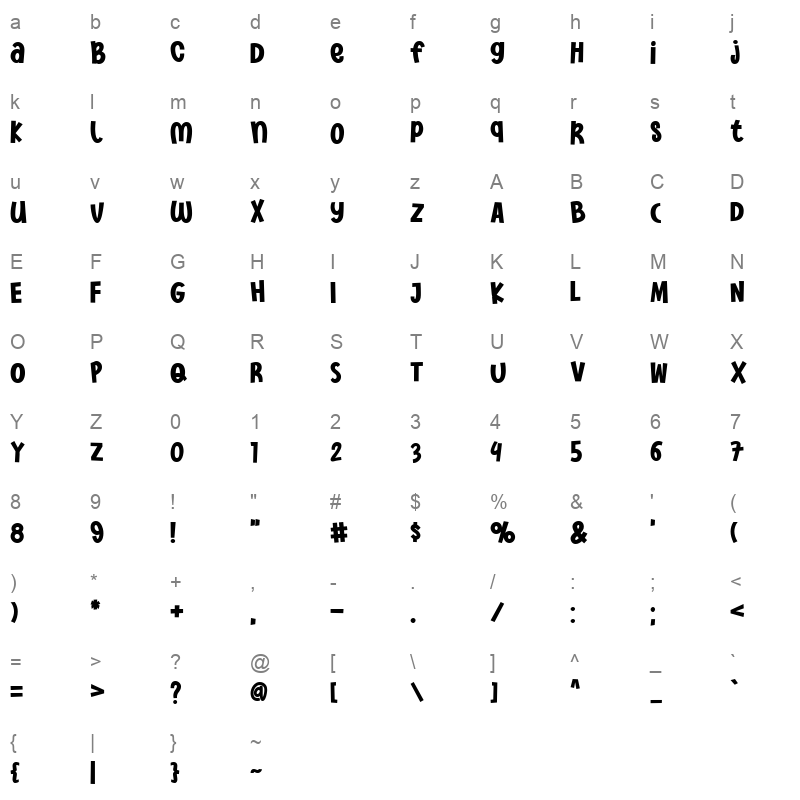 Bestoom Bold Character Map