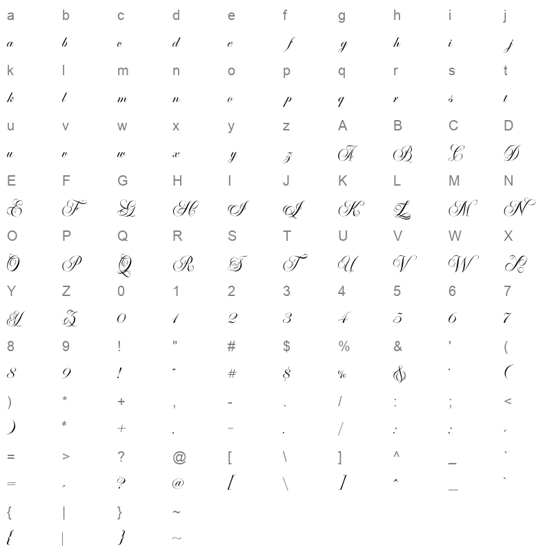 bethaine regular Character Map