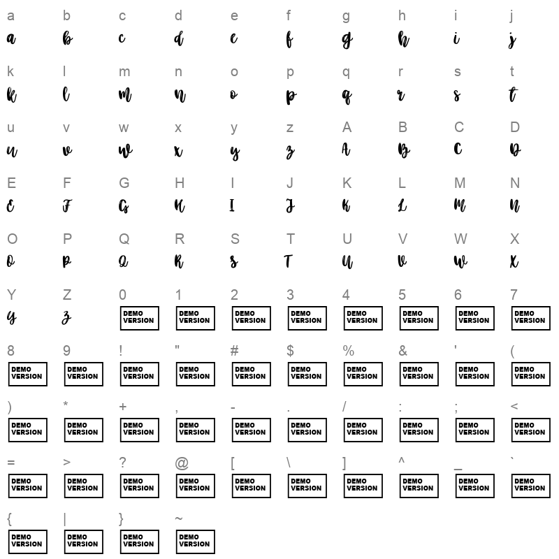 better together script demo Character Map