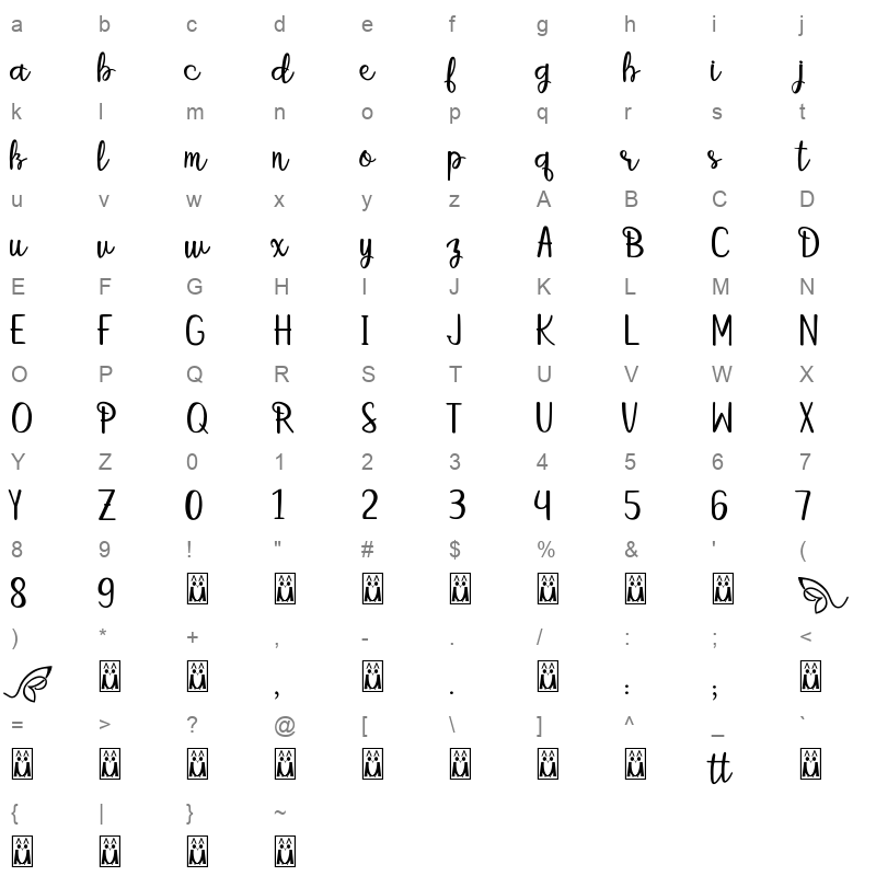betterfly regular Character Map