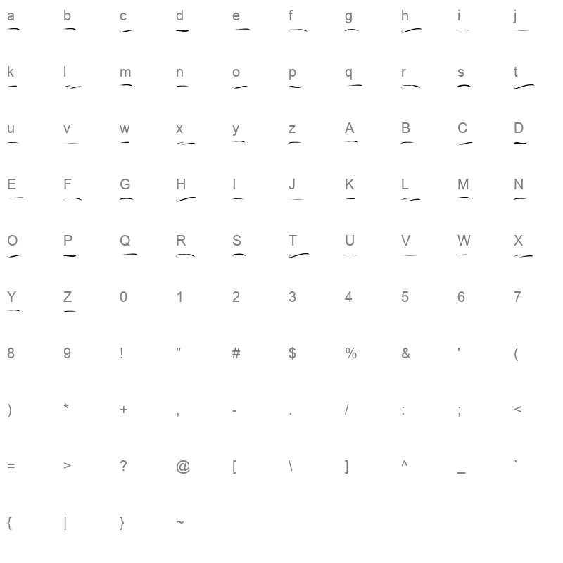 bewise swashes Character Map