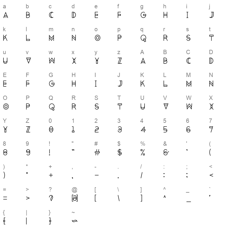 bezaen Character Map