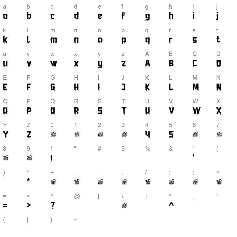 bhoory Character Map