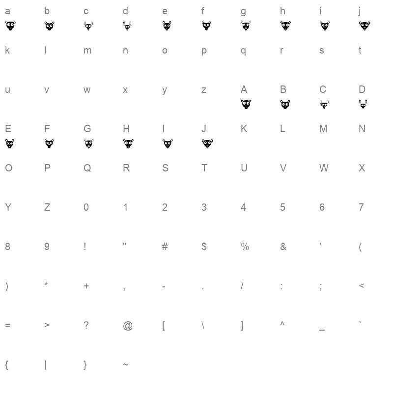 Biby Character Map