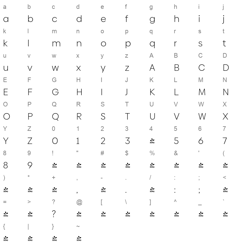 biennale light Character Map