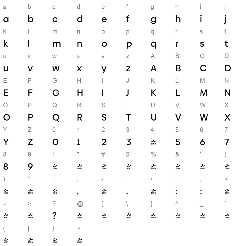 biennale medium Character Map