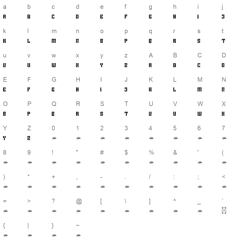 bigroar Character Map