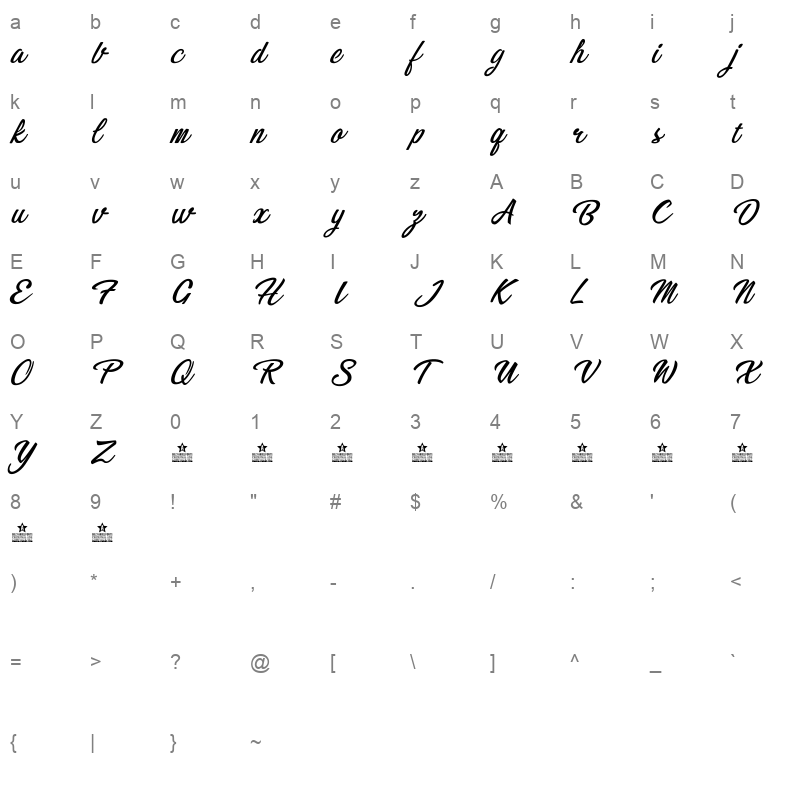 bikinis personal use Character Map