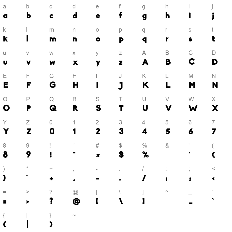 biko black Character Map