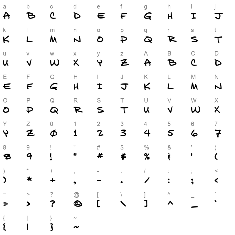 bill bold Character Map