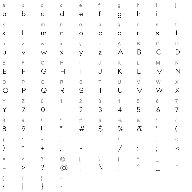 bill corporate narrow book Character Map
