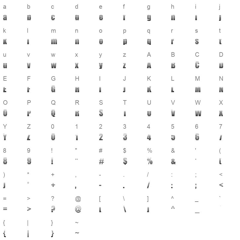 billboard stripped Character Map