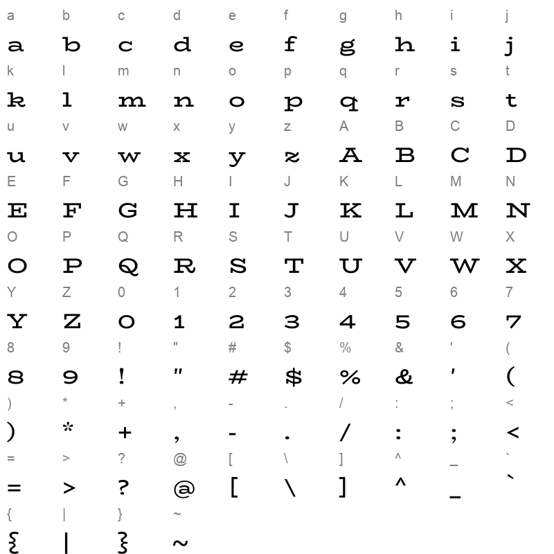 biorhyme semi expanded medium Character Map