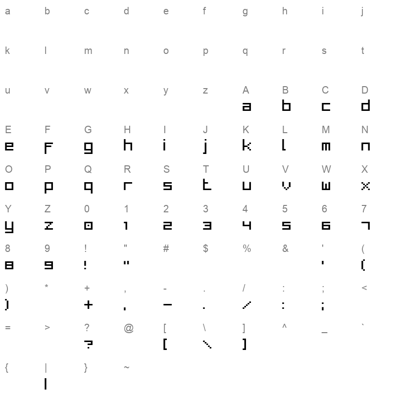 bitlow Character Map