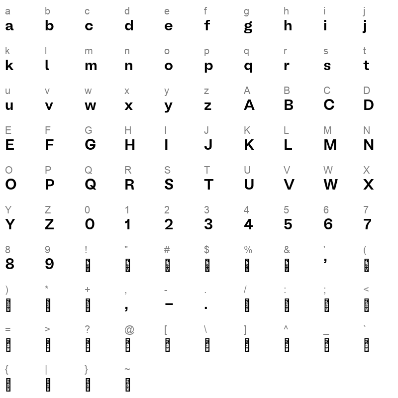 bl melody semi bold Character Map