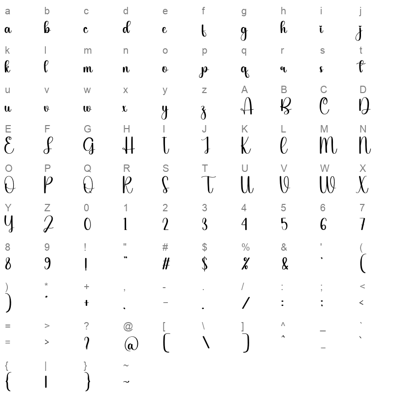 Black Line Character Map