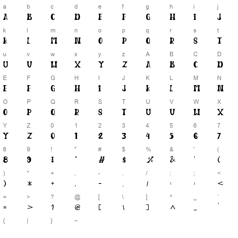 black mouse Character Map