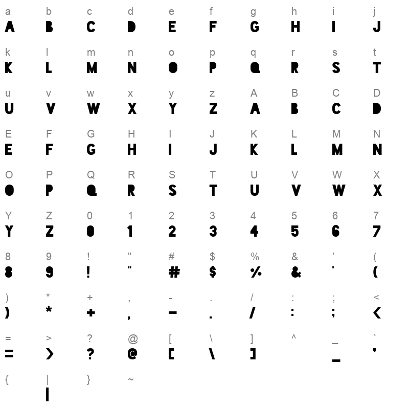 blackout midnight Character Map