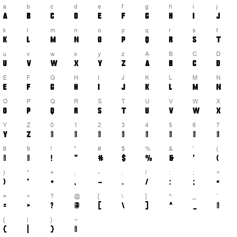 Blacky Character Map