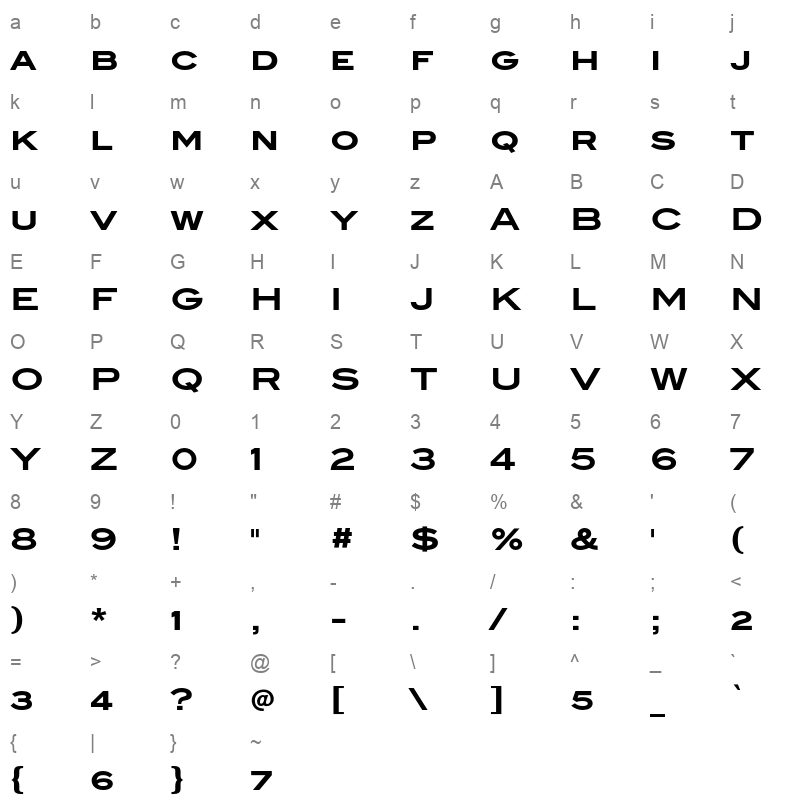 blair itc bold Character Map