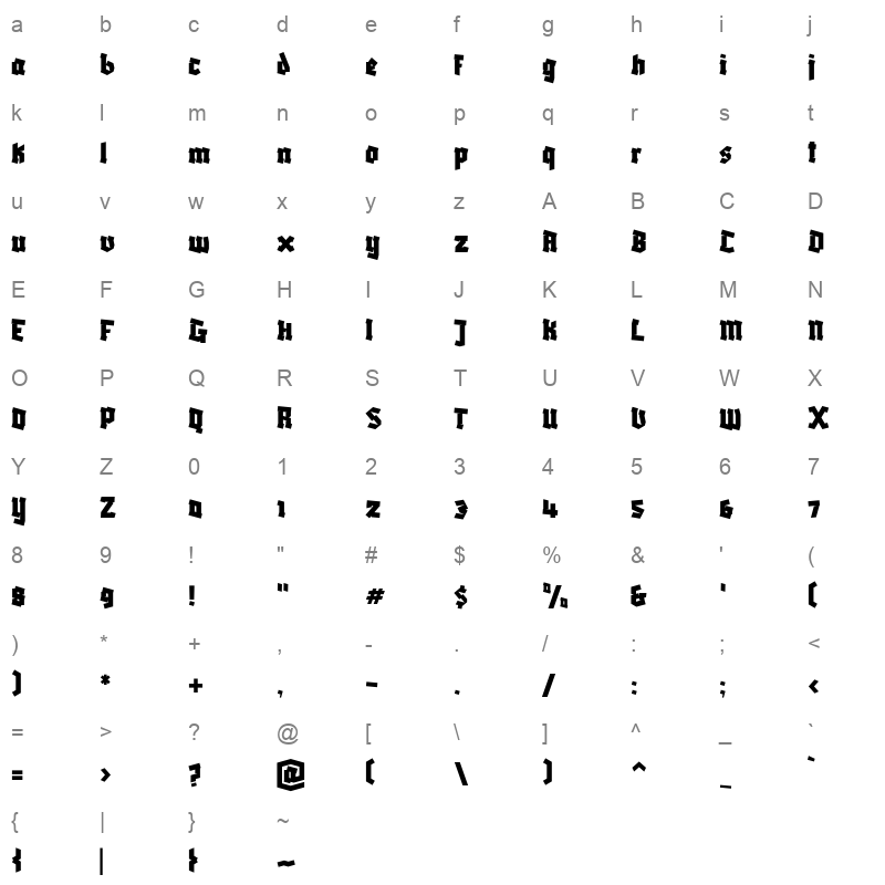 blaka regular Character Map