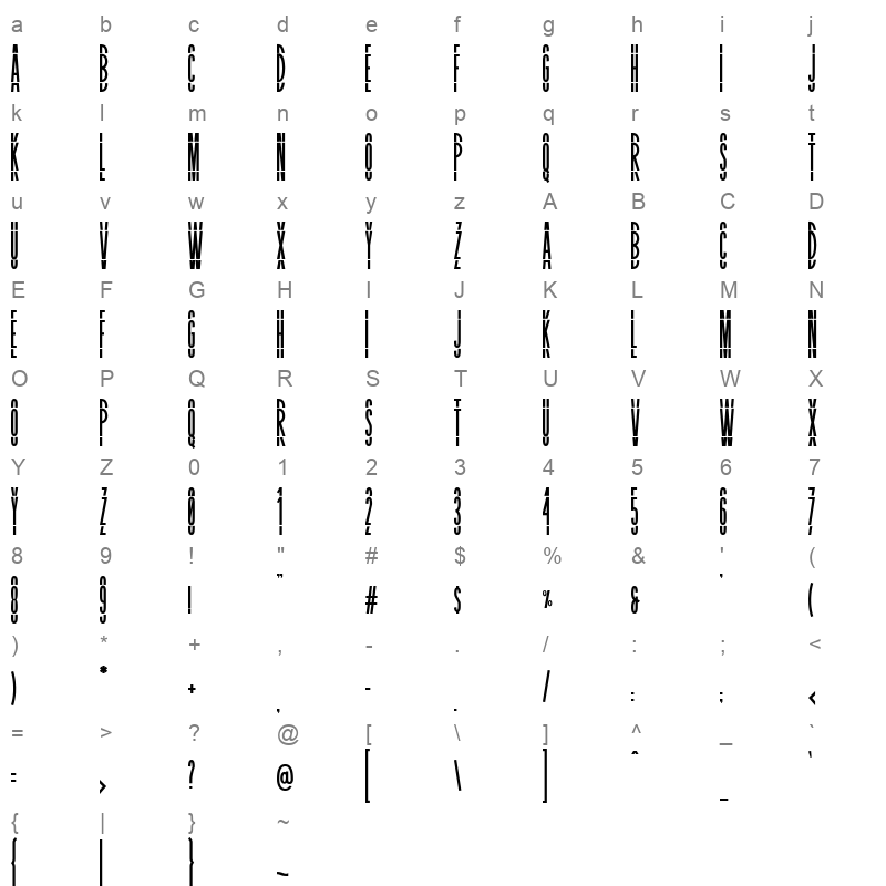 blastimo sans Character Map