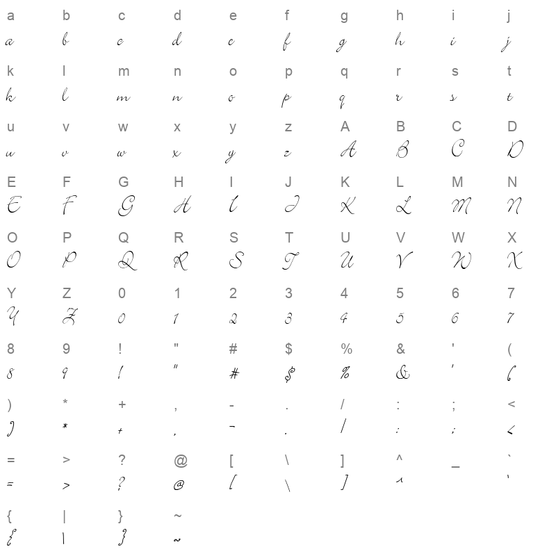 blooming elegant sans regular Character Map