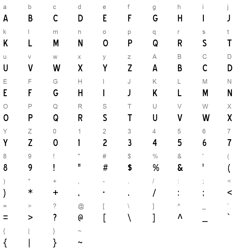 blue highway d Character Map