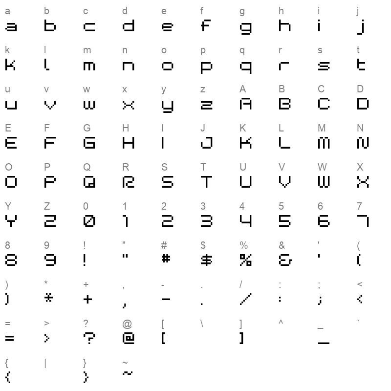 BMSPA Character Map